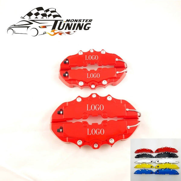 Tuning Monster 4 PCS Brem Car Auto Disc Brake Caliper Cover With 3D Word Universal Kit Fit to 17 Inches 2 Medium and 2 Small Red