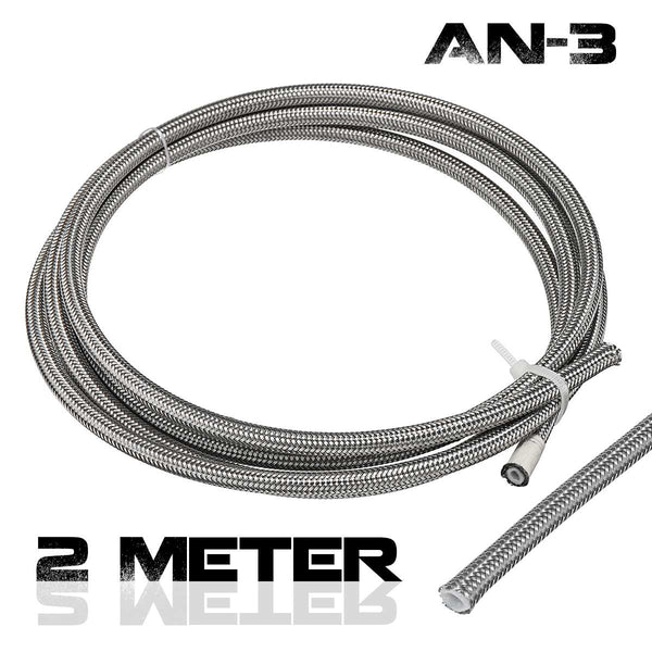 2m AN3 Braided Stainless Steel 3AN AN3 AN-3 Brake Hose PTEF Hydraulic Brake Fuel Line Hose