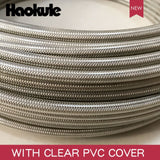 HAOKULE 3AN/AN3 PTFE Teflon  STAINLESS STEEL BRAIDED HOSE WITH BLACK/CLEAR/BLUE PVC COVER