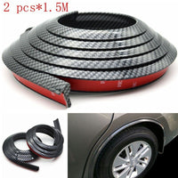 2Pcs 1.5m Carbon Fiber Car Fender Flare Wheel Eyebrow Protector Arch Trim Strip